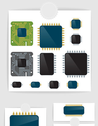 矢量电路板电子芯片CPU