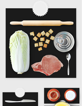 高清厨房蔬菜肉类工具PSD素材