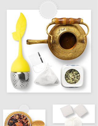 高清茶具茶叶方糖psd设计素材