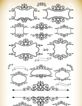 欧式花纹边框花边分隔符传统花纹矢量图