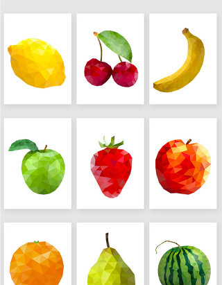彩色几何水果素材