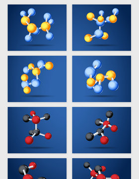 彩色科技线条分子集合矢量素材