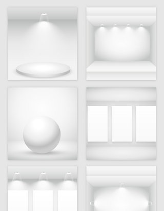 白色空房子的灯光模型矢量素材