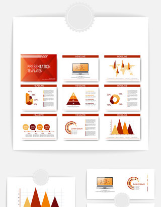 ppt红色图表矢量元素素材