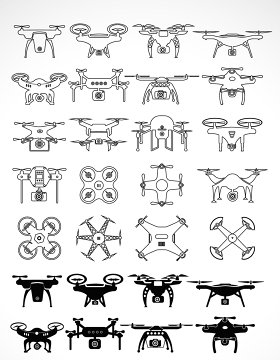 无人机剪影矢量素材