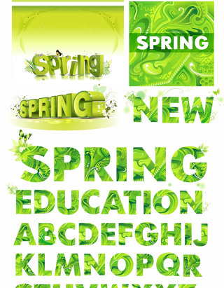 春季spring购物字体素材