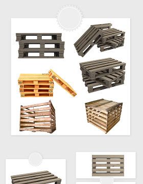 高清免抠大木箱板条箱素材