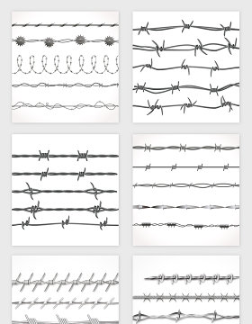 直线铁丝网围栏矢量素材