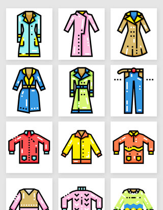 网页图标彩色秋季服装服饰矢量素材3