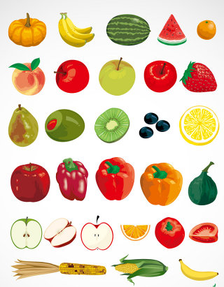 果蔬食材矢量图标图形