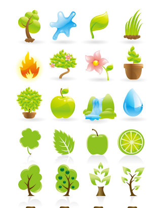 矢量绿色植物图标素材