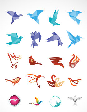 折纸飞鸟鸟类图标矢量素材