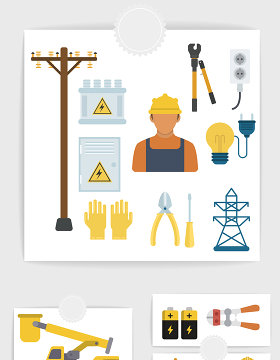 矢量城市电缆电工元素