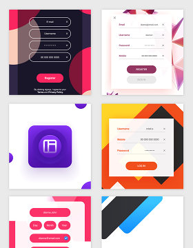 流行风格手机APP登录界面UI设计素材