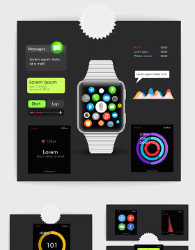 智能手表iwatch应用界面UI设计素材