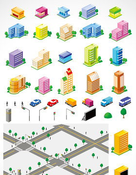 城市建筑元素矢量图形图标