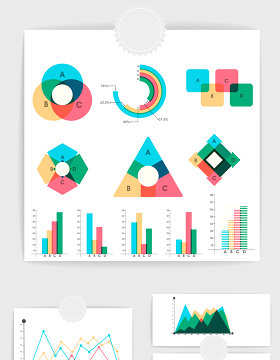 14款矢量ppt数据统计图表