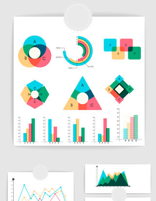 14款矢量ppt数据统计图表