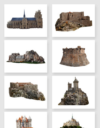 高清免抠岩石建筑城堡