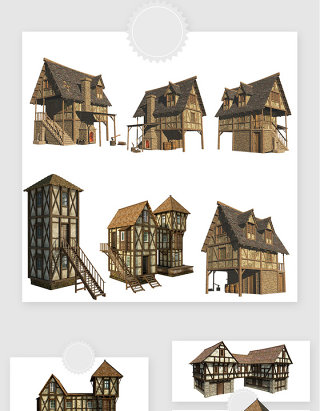 高清免抠欧式中世纪建筑房屋