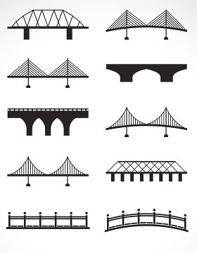 线条建筑桥梁矢量图标图形