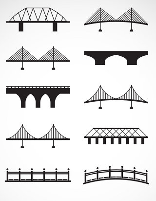 线条建筑桥梁矢量图标图形