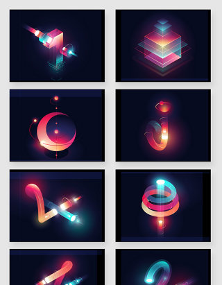 灯管夜光渐变创意图形设计PNG元素