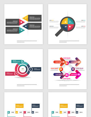 多彩色PPT报表类矢量素材