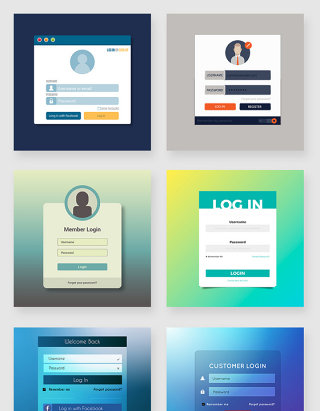 手机APP软件用户后台登陆界面设计素材