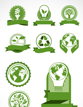 绿色环保矢量图标图形