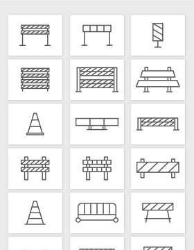 矢量极简交通护栏路障元素
