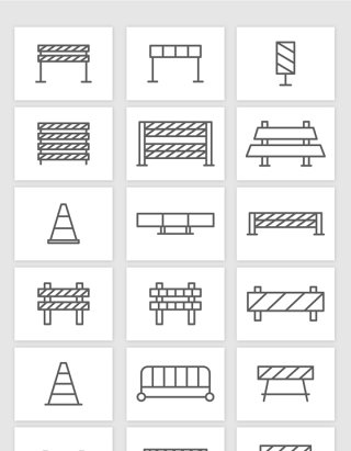 矢量极简交通护栏路障元素