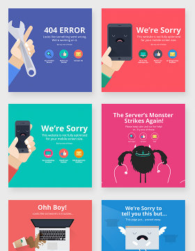 扁平化网站404故障错误页面设计素材