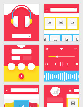 潮流音乐分享APP界面UI设计模版素材