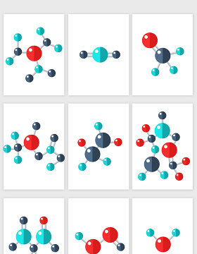 科技线条多彩分子集合矢量素材