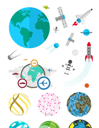 创意地球太空元素矢量设计素材