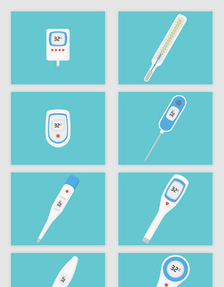 矢量各种温度计体温计元素