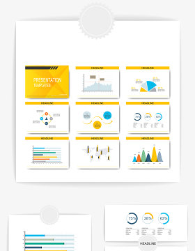 ppt黄色图表矢量元素素材
