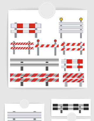 矢量城市道路路障护栏