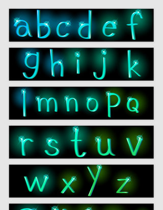 绿光英文字母符号光效矢量素材