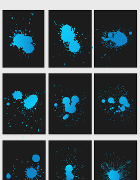 蓝色水墨喷溅渐变矢量素材
