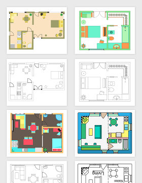 矢量室内设计平面图元素