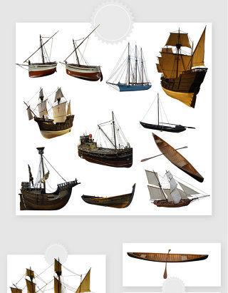 高清免抠中世纪帆船素材