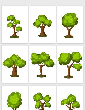 卡通绿色树木矢量素材元素