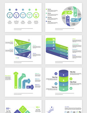 PPT蓝绿色报表类的矢量素材