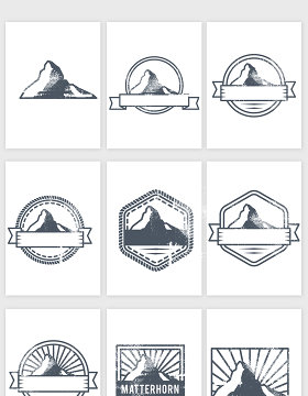 雪山山峰LOGO插画商标矢量图形