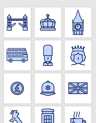 英国象征建筑物女王守卫兵大巴插画矢量图形