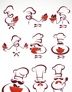 厨师卡通抽象矢量图标图形