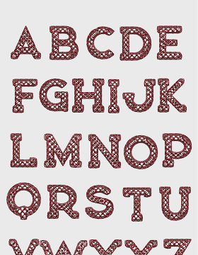 红杉木镂空字母3D立体建模设计素材