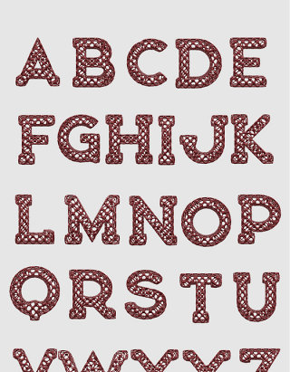 红杉木镂空字母3D立体建模设计素材